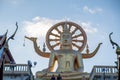 Giant and golden Big Buddha statue in Wat Phra Yai temple Royalty Free Stock Photo