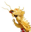 Giant golden Chinese dragon on isolate white background Royalty Free Stock Photo