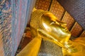 Giant golden reclining Buddha statue. Wat Pho temple. Royalty Free Stock Photo