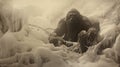 Frozen Encounter: A Majestic Bigfoot In An Icy Landscape