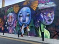 Giant graffiti art on the streets of Brick Lane, East London Uk