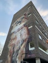 Giant graffiti of a Chihuahua dog on Chrisp Street in East London
