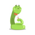 Giant Green Boa Snale In Bow Tie Drnking Wine Partying Hard As A Guest At Glamorous Posh Party Vector Illustration