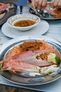 Giant grilled crab served at small beach restaurant at Tokeh Beach, Sierra Leone, Africa Royalty Free Stock Photo