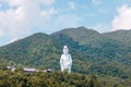 Giant Guanyin, Goddess Statue in countryside landscape of Tai Po, Hong Kong