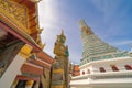 Giant guardian statue of Golden pagoda at Temple of the Emerald Buddha in Bangkok, Thailand. Wat Phra Kaew and Grand palace in old Royalty Free Stock Photo