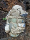 Giant head sculpture small decorate by pieces of colorful Chinese porcelain