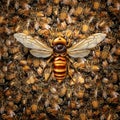 Giant Hornet Predator Attacking Bees Royalty Free Stock Photo