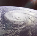 Giant hurricane seen from the space. Royalty Free Stock Photo
