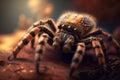 Giant Hyperrealistic Illustration of a Tarantula Insect in Close-Up View Royalty Free Stock Photo