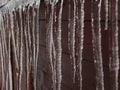 Giant icicles on the roof of the cottage