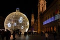 Giant illuminated Christmas ball in the Plaza del Pilar in Zaragoza