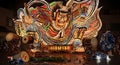 Giant illuminated Japanese Nebuta float at night Royalty Free Stock Photo