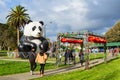 Giant inflatable panda and Chinese lanterns at moon festival celebrations