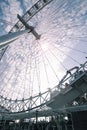 Giant iron wheel with a cloudy sky at the background wellknown as London Eye Royalty Free Stock Photo