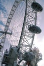 Giant iron wheel with a cloudy sky at the background wellknown as London Eye Royalty Free Stock Photo