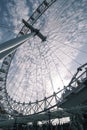 Giant iron wheel with a cloudy sky at the background wellknown as London Eye Royalty Free Stock Photo