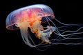 giant jellyfish swimming in dark water Royalty Free Stock Photo