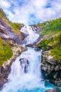 Giant Kjosfossen waterfall in Flam - Norway...IMAGE