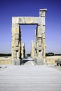 Giant lamassu statues guarding Gate of All Nations in ancient Persepolis, capital of Achaemenid Empire in Shiraz, Iran.