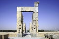 Giant lamassu statues guarding Gate of All Nations in ancient Persepolis Iran