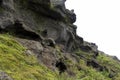 Giant lava formations in Thorsmoerk, Fimmvorduhals hiking trail, Iceland