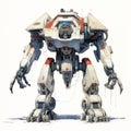 Giant Mecha Artwork: Comic Book Style Autonomous Robot