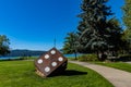 Giant Metal Die Sculpture, Downtown City Park