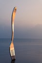 Giant Metal Fork Planted in Lake Leman in front of Food Museum in Vevey