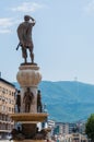 A giant 29-meter tall bronze statue of the ancient warrior king, Philip Second of Macedon, father of Alexander the Great standing