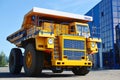 Giant mining dump truck, after being discharged from the conveyor