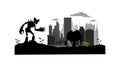 Giant Monster Attacking City Vector Illustration, vector design Generative AI Royalty Free Stock Photo