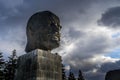 The giant monument of USSR leader Vladimir Lenin\'s head in the downtown of Ulan-Ude, Russi.a