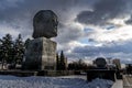 The giant monument of USSR leader Vladimir Lenin\'s head in the downtown of Ulan-Ude, Russi.a Royalty Free Stock Photo