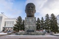 The giant monument of USSR leader Vladimir Lenin\'s head in the downtown of Ulan-Ude, Russia