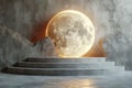 Giant moon illuminating steps against textured backdrop Royalty Free Stock Photo