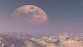 Giant Moon Over Desert Royalty Free Stock Photo