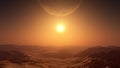 Giant Moon Over Desert Sunset