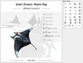 Giant oceanic manta ray infographic template