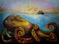 Giant octopus sea monster Royalty Free Stock Photo