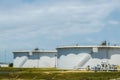 Giant oil storage tanks in Cushing Oklahoma Oil Crossroads of the World where most of the WTI oil in the USA is stored and traded