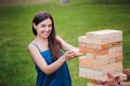 Giant Outdoor Block Game. The tower from wooden blocks.