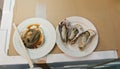 Giant oysters and grilled scallop at Tsukuji Tokyo fish market