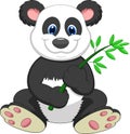 Giant Panda cartoon eating bamboo