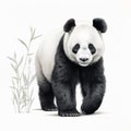 Realistic Black Ink Panda Illustration On White Background Royalty Free Stock Photo