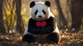 The giant panda is the rarest member of the bear and most threatened animals in world. Save pandas. Cute giant panda shows heart