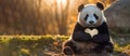 The giant panda is the rarest member of the bear and most threatened animals in world. Save pandas. Cute giant panda shows heart