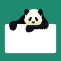Giant panda with a sign. Black and white asian bear. Endangered species. Vector illustration Royalty Free Stock Photo