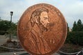 Giant penny made with pennies