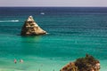 Giant Pink Flamingo Inflatable at D. Ana Beach, Lagos, Portugal Royalty Free Stock Photo